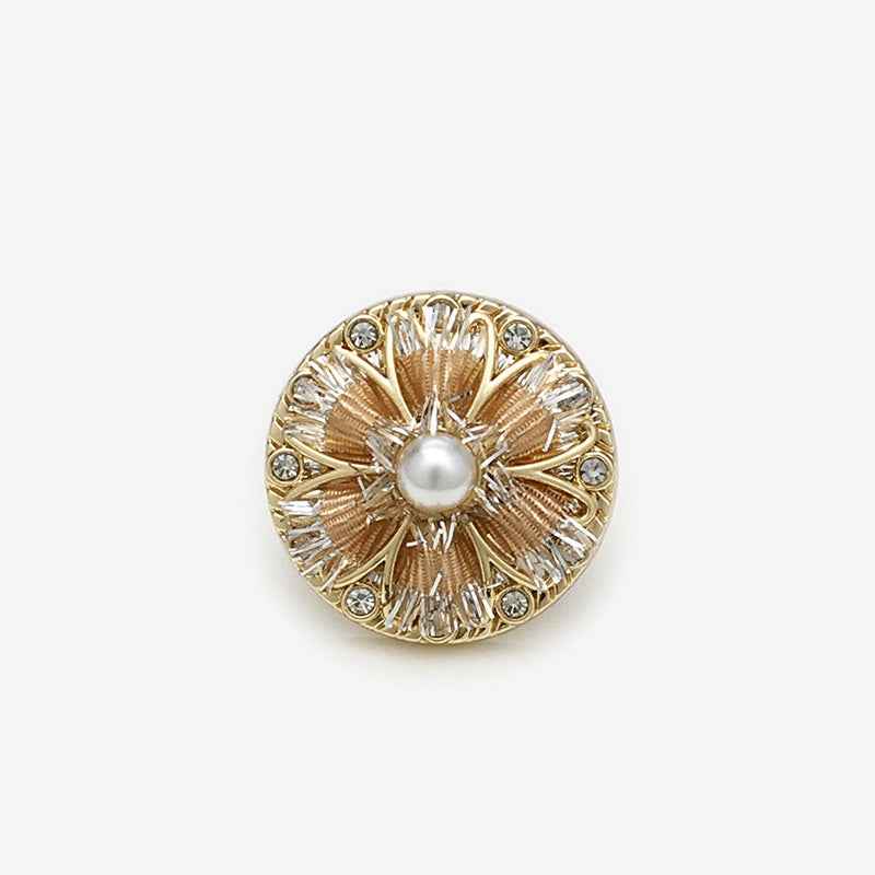 Hand-Knitted Floral Rope Pearl & Rhinestone Shank Buttons 20pcs