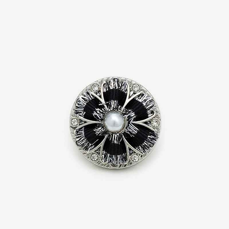 Hand-Knitted Floral Rope Pearl & Rhinestone Shank Buttons 20pcs