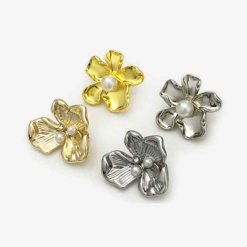 Irregular Flower Pearl Decorated Metal Buttons for Fur Coats 20PCS