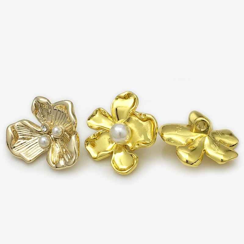 Irregular Flower Pearl Decorated Metal Buttons for Fur Coats 20PCS