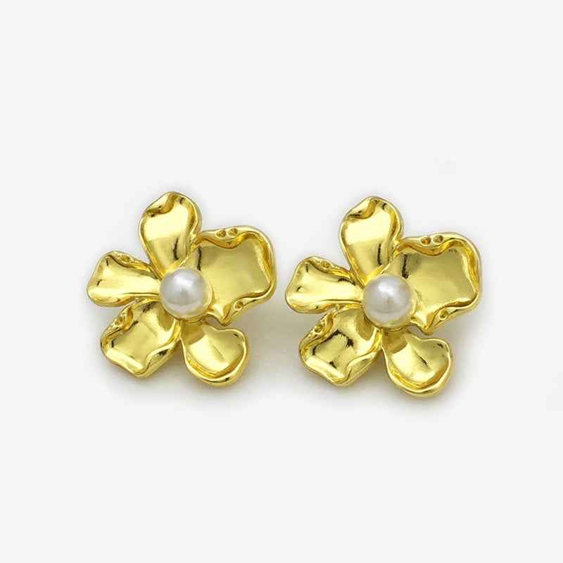 Irregular Flower Pearl Decorated Metal Buttons for Fur Coats 20PCS