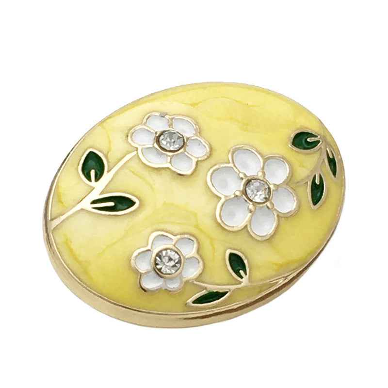 17.5mm/22.5mm Enamel Oval Floral Metal Buttons