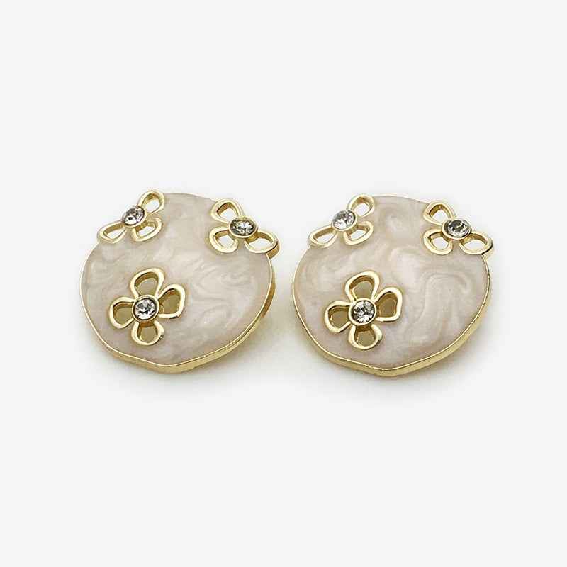 17.5mm/22.5mm Enamel Oval Floral Metal Buttons