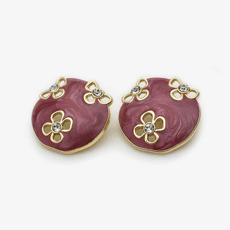 17.5mm/22.5mm Enamel Oval Floral Metal Buttons