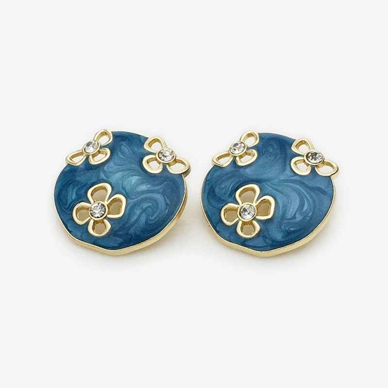 17.5mm/22.5mm Enamel Oval Floral Metal Buttons