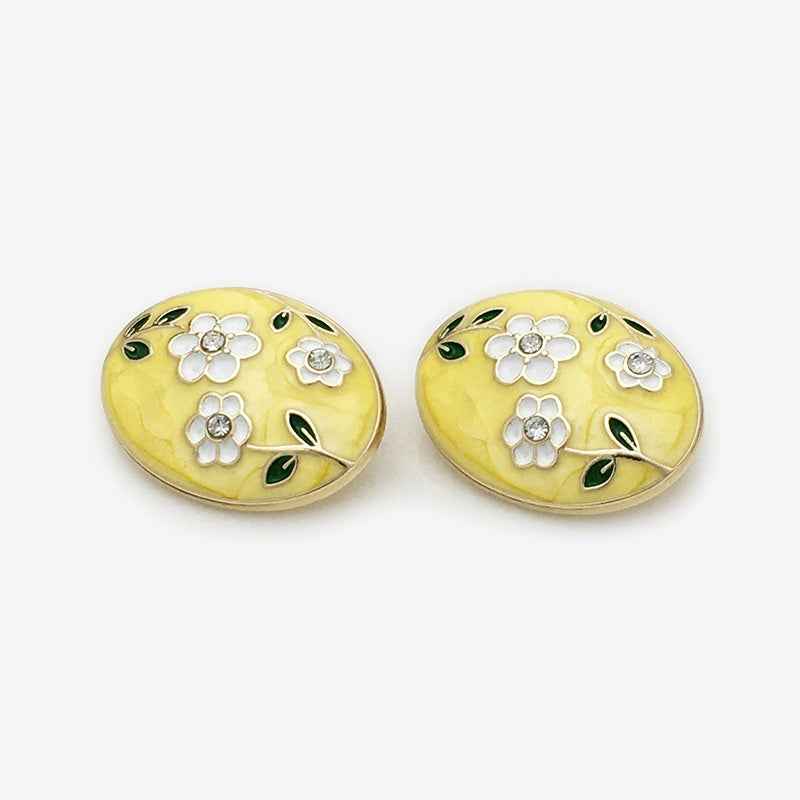 17.5mm/22.5mm Enamel Oval Floral Metal Buttons