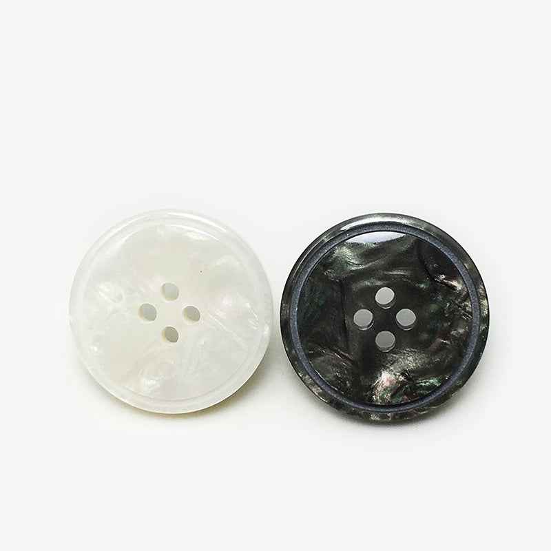 Round 4-Hole Glossy Marble Texture Resin Hand-Sewn Buttons 50-Piece
