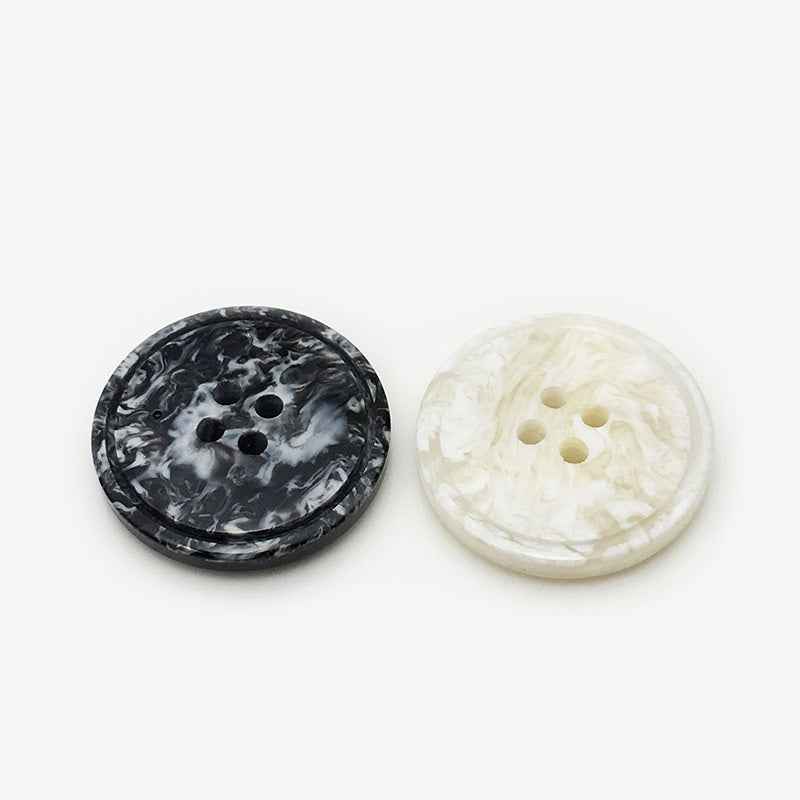 Round 4-Hole Glossy Marble Texture Resin Hand-Sewn Buttons 50-Piece