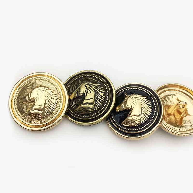 18mm/23mm Gold Round Horse Head Metal Shank Buttons 20pcs