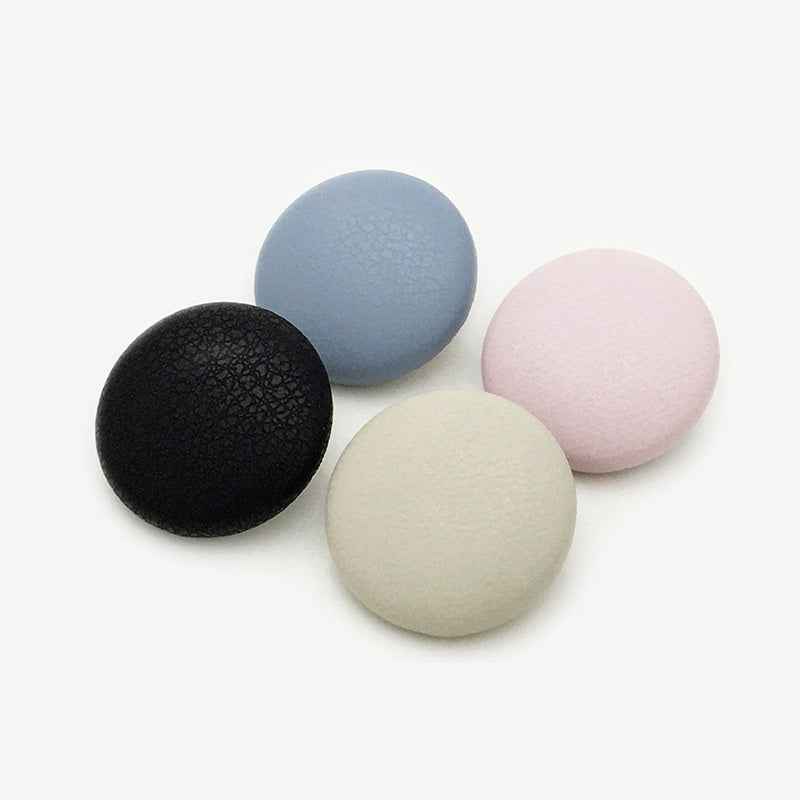 17.5mm Beige/Black/Pink/Blue Suede - Effect Metal Shank Buttons 20pcs