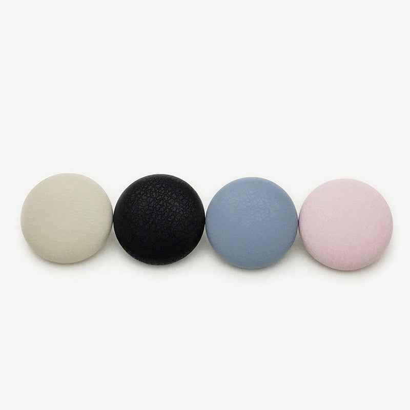 17.5mm Beige/Black/Pink/Blue Suede - Effect Metal Shank Buttons 20pcs