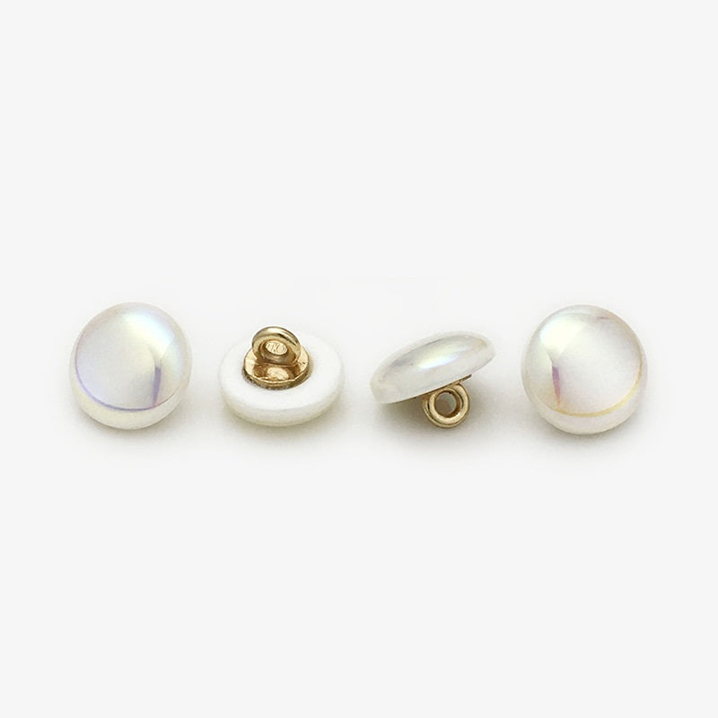 11mm Round Resin Metal Buttons with Laser Pearl Effect 50pcs
