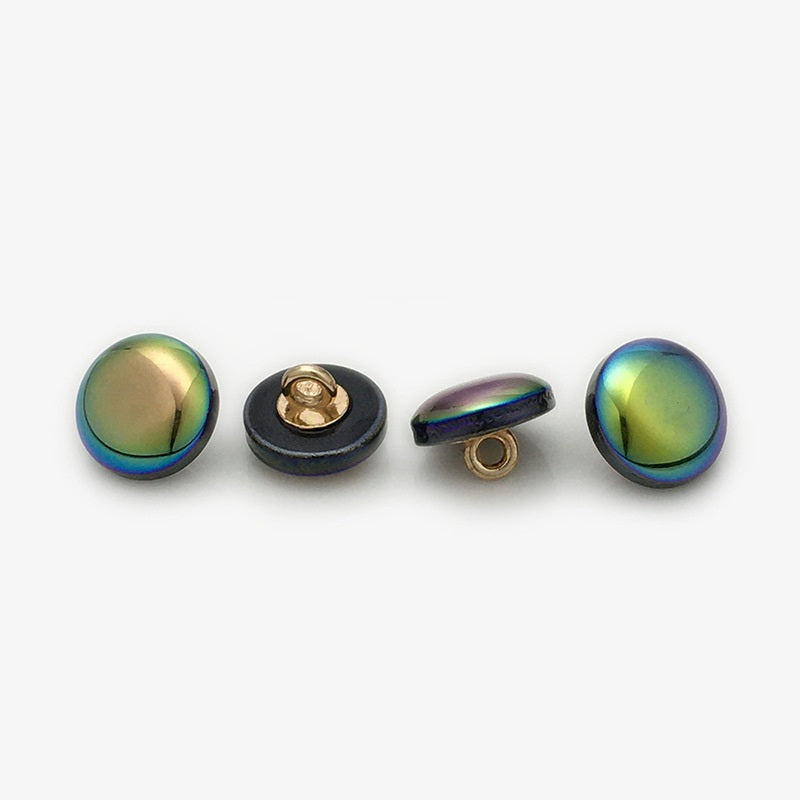 11mm Round Resin Metal Buttons with Laser Pearl Effect 50pcs