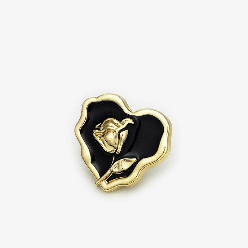 Gold White Silver Black Irregular Heart Rose Metal Button 20pcs