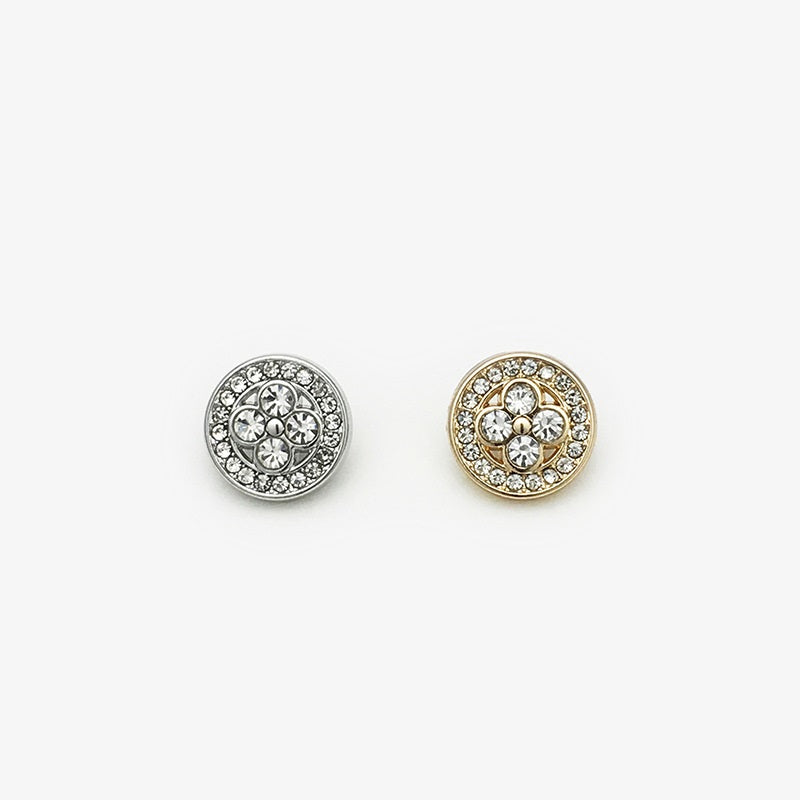 11mm Gold Silver Metal Four Leaf Clover Diamond Shirt Buttons 20pcs