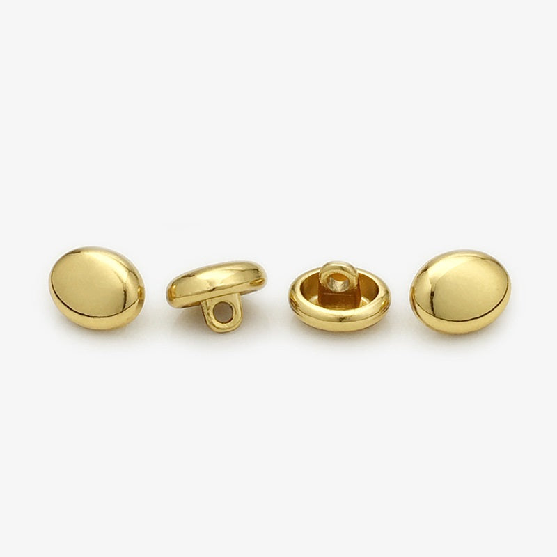 11mm Gold Silver Glossy Oval Hand-Sewn Metal Shirt Buttons 20pcs