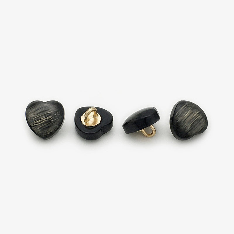 11mm Pearly Heart-Shaped Resin Shirt Buttons with Metal Shank 30pcs