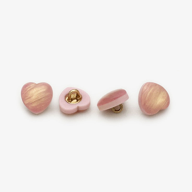 11mm Pearly Heart-Shaped Resin Shirt Buttons with Metal Shank 30pcs
