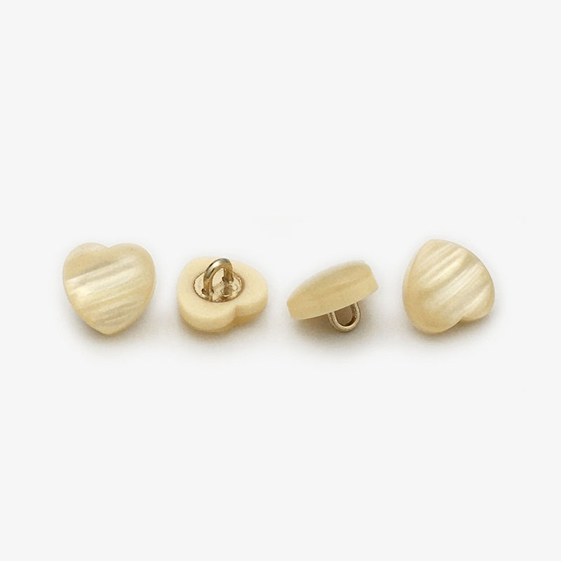 11mm Pearly Heart-Shaped Resin Shirt Buttons with Metal Shank 30pcs
