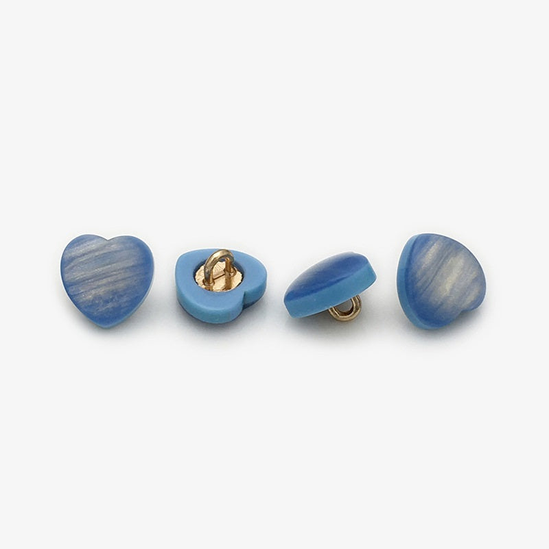 11mm Pearly Heart-Shaped Resin Shirt Buttons with Metal Shank 30pcs