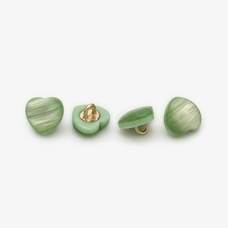 11mm Pearly Heart-Shaped Resin Shirt Buttons with Metal Shank 30pcs