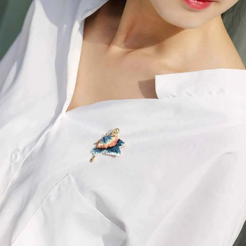 Enamel Painted Butterfly Brooch with Rhinestones – Elegant Insect Pin