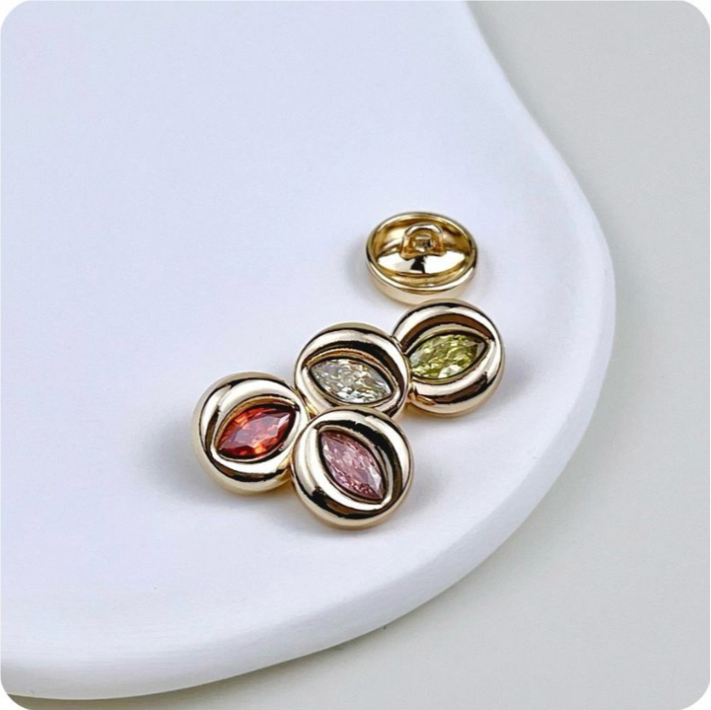 11mm Evil Eye Thin Eye Zircon Metal Button for Women Blouses 20pcs