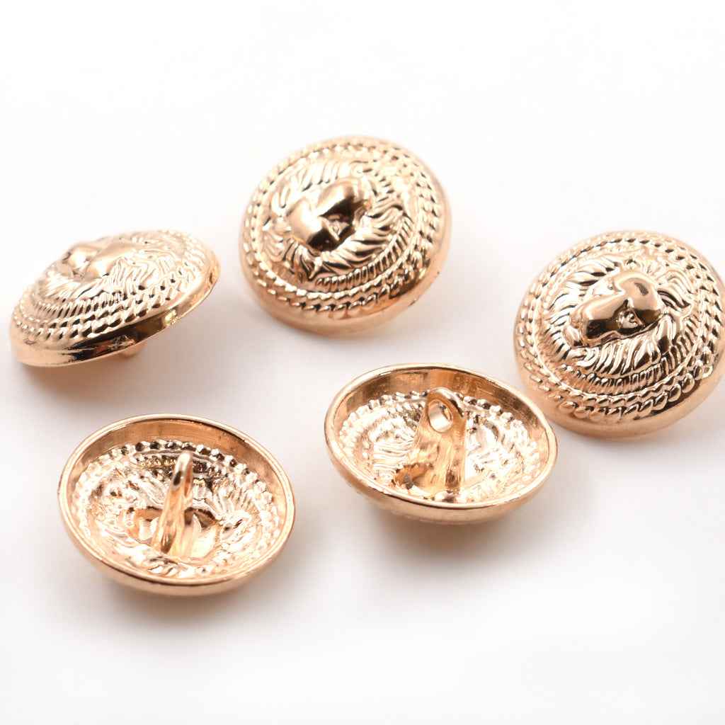 Antique Gold 15/20/23/25mm British Lion Head Shank Buttons 40 Pack
