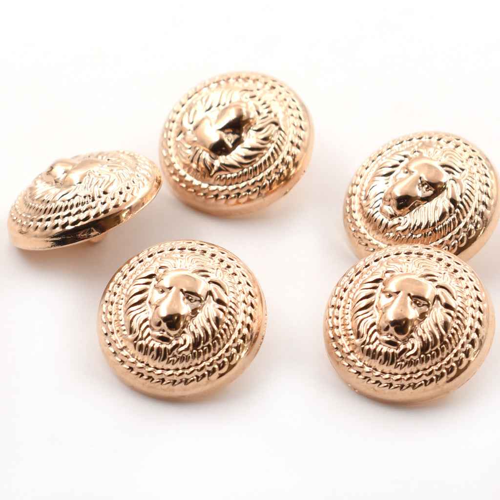 Antique Gold 15/20/23/25mm British Lion Head Shank Buttons 40 Pack