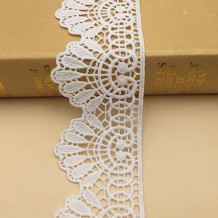 6cm White Black Milk Silk Wave Embroidery Lace Trim – 10 Yards