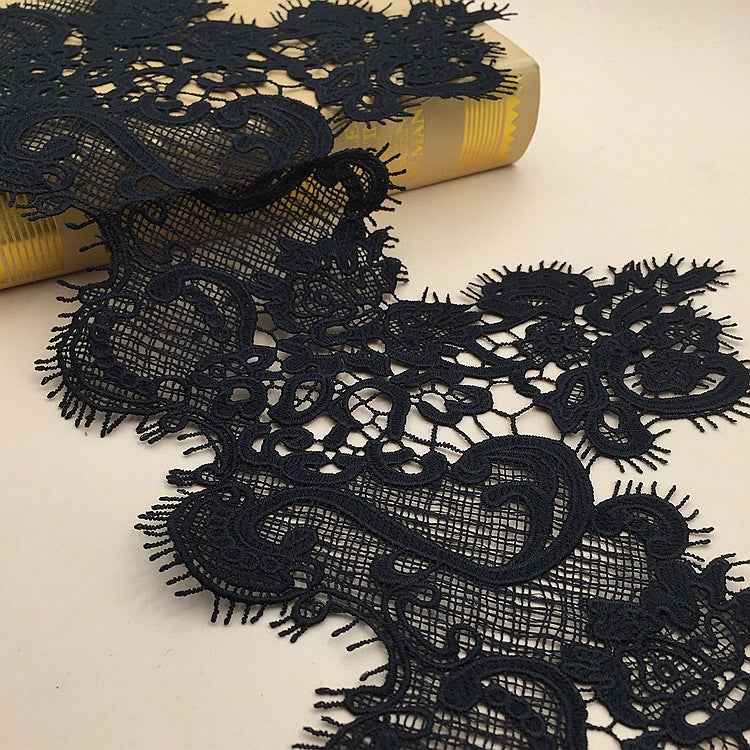 23cm Black White Water-Soluble Lace Polyester Trim 5 Yards