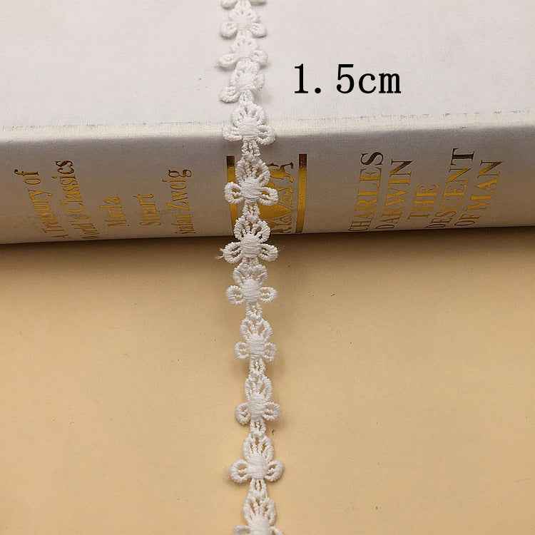1.5-4cm White Cotton Floral Embroidered Lace Trim 10 Yards