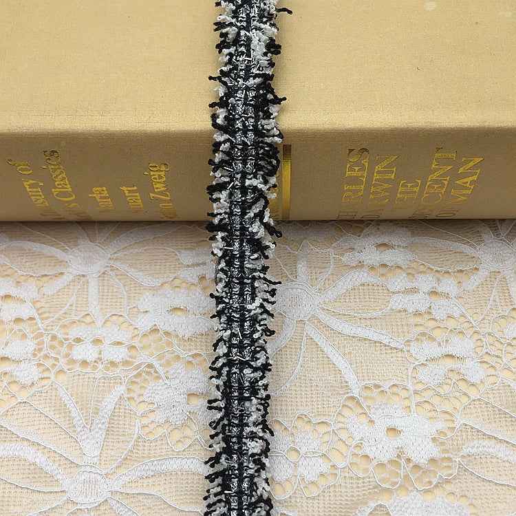 1.5cm Polyester Metallic Fringe Trim with Gold Silver Threads 20 Yards