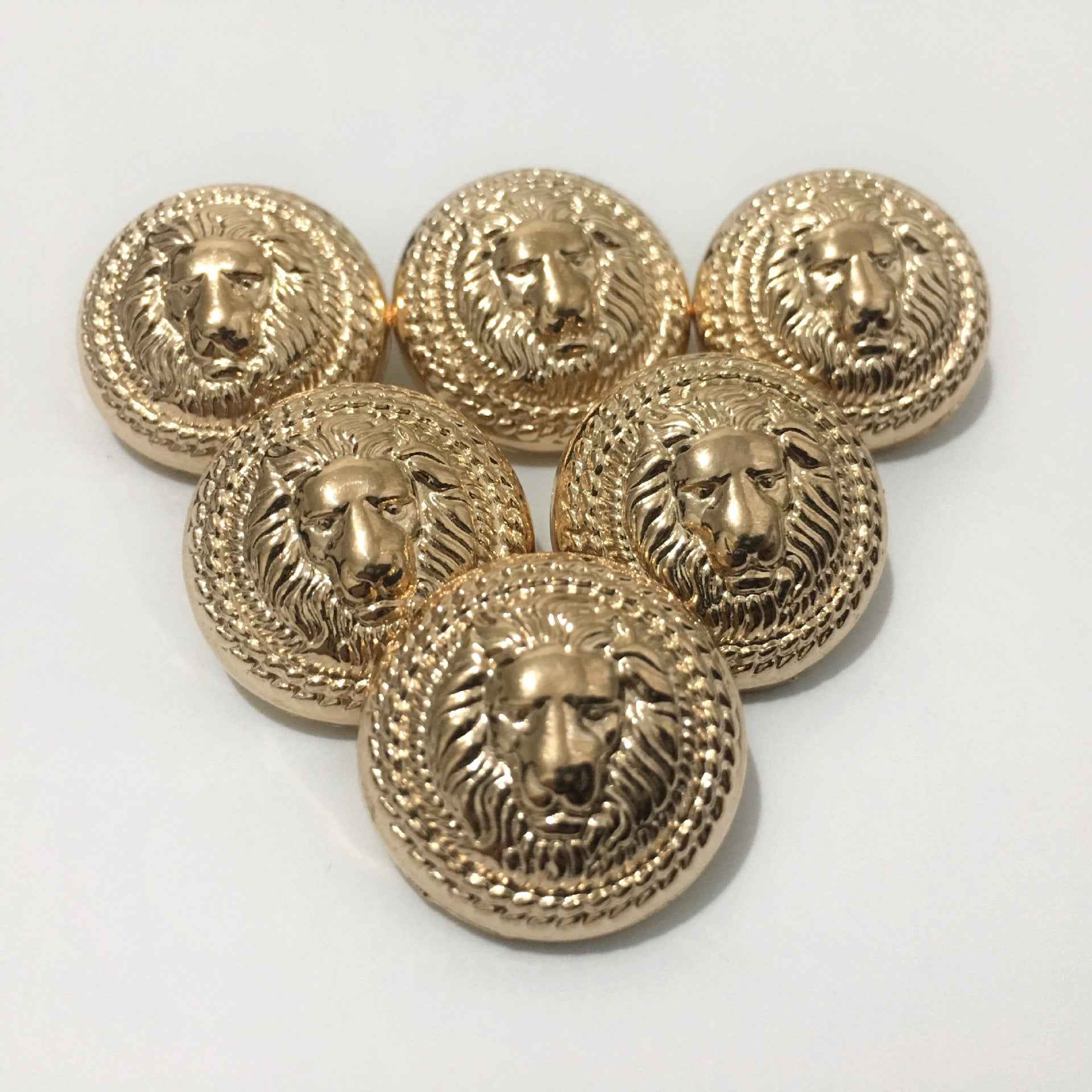 Gold & Silver-White Lion Head Metal Shank Buttons - 60-Piece