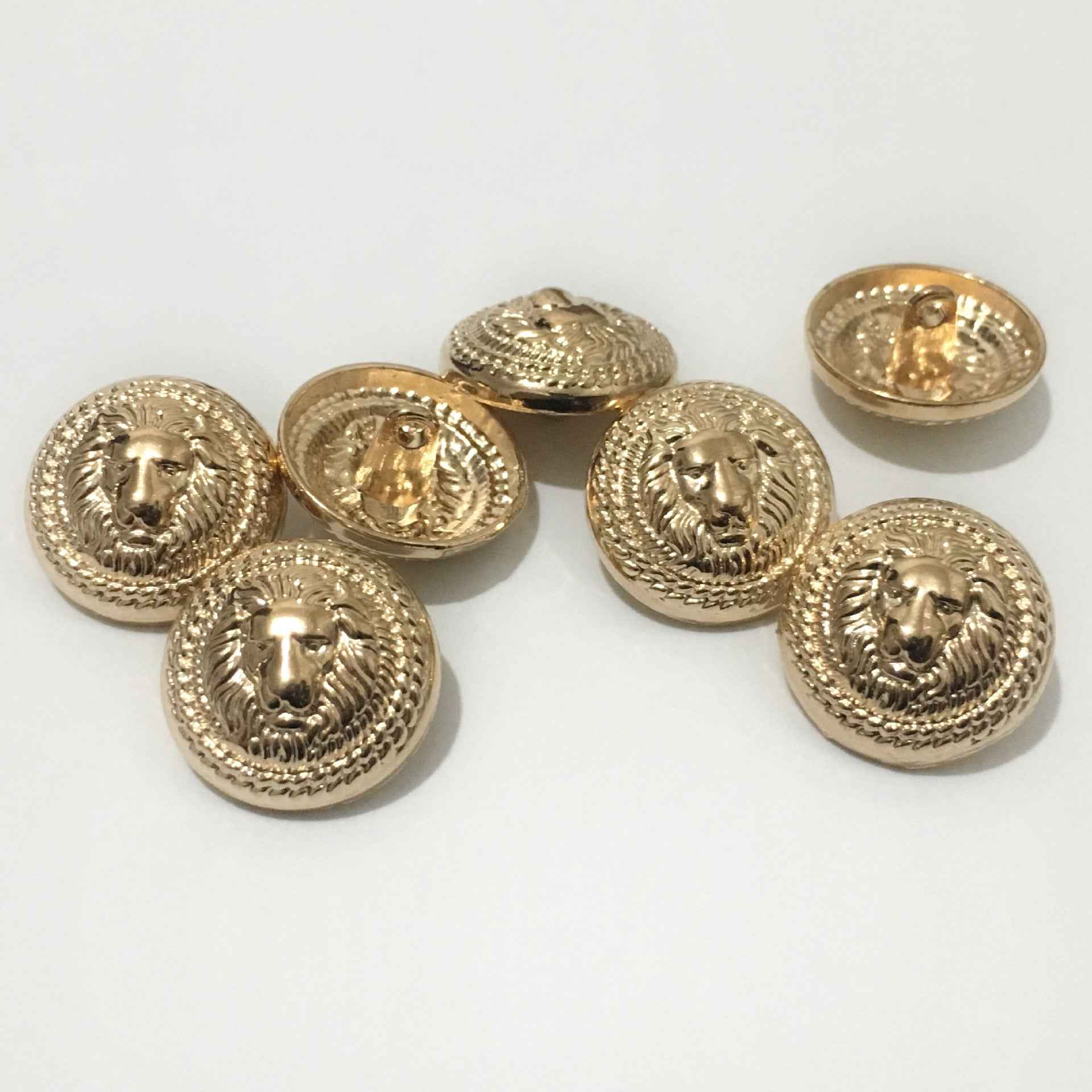 Gold & Silver-White Lion Head Metal Shank Buttons - 60-Piece