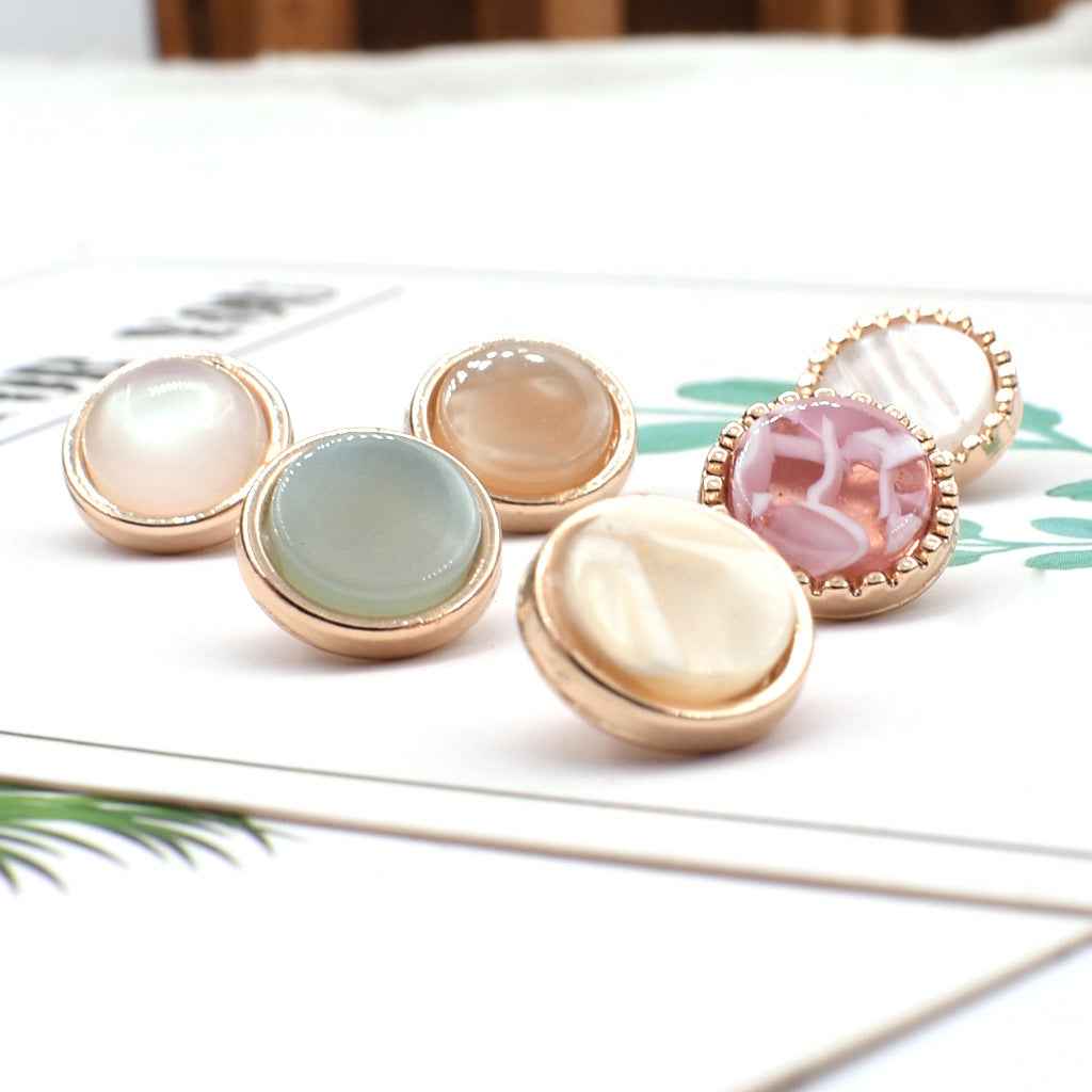 11.5mm Resin-Metal Shank Buttons for Chiffon & Silk Shirts 20pcs