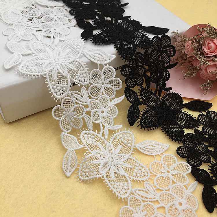 9.5cm White Black Milk Silk Embroidered Lace Trim – 10 Yards
