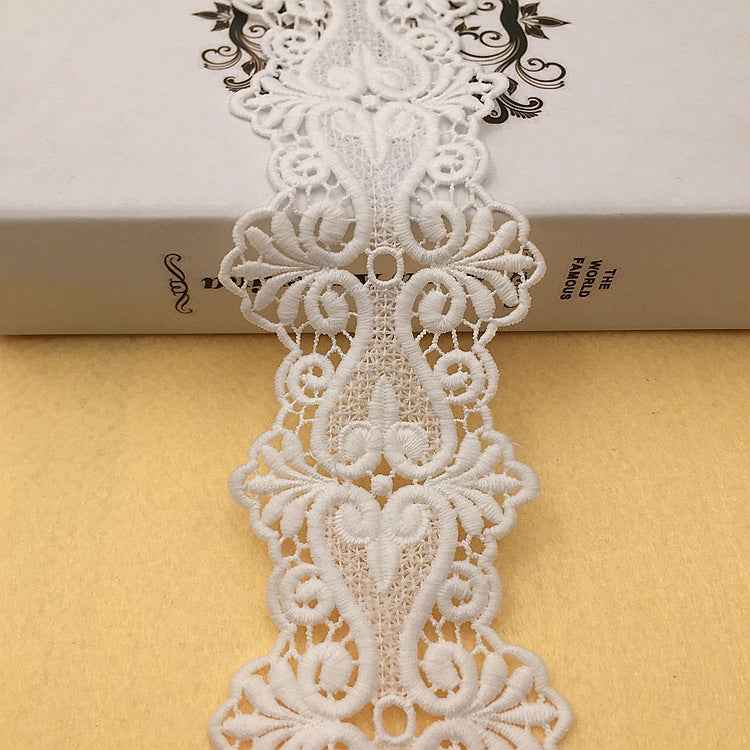 8cm White Black Milk Silk Water-Soluble Embroidered Lace Trim 15 Yards