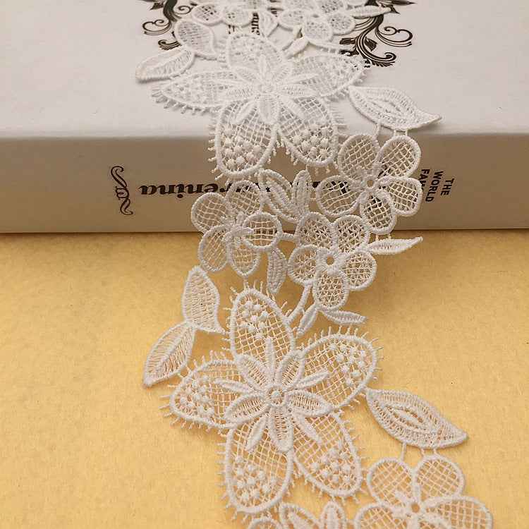 9.5cm White Black Milk Silk Embroidered Lace Trim – 10 Yards