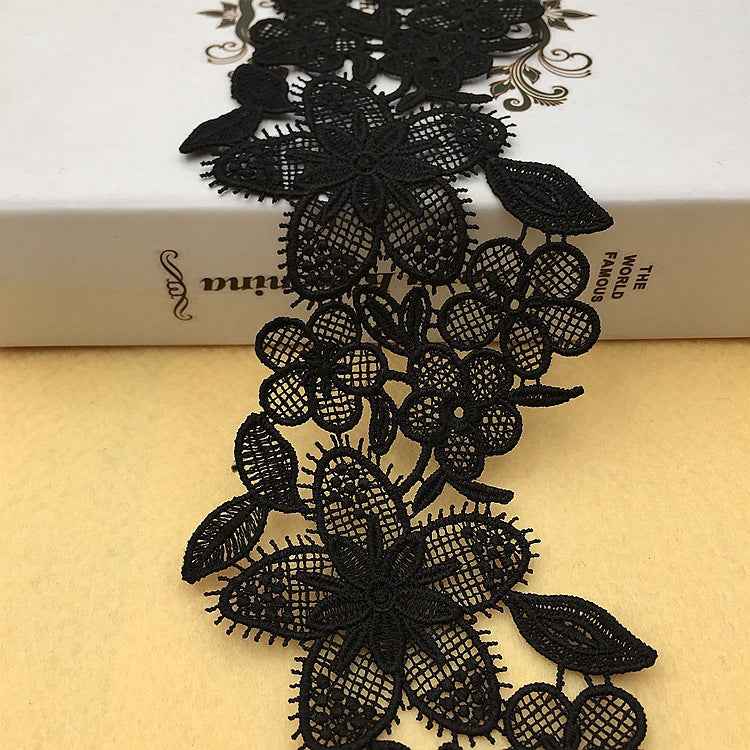 9.5cm White Black Milk Silk Embroidered Lace Trim – 10 Yards