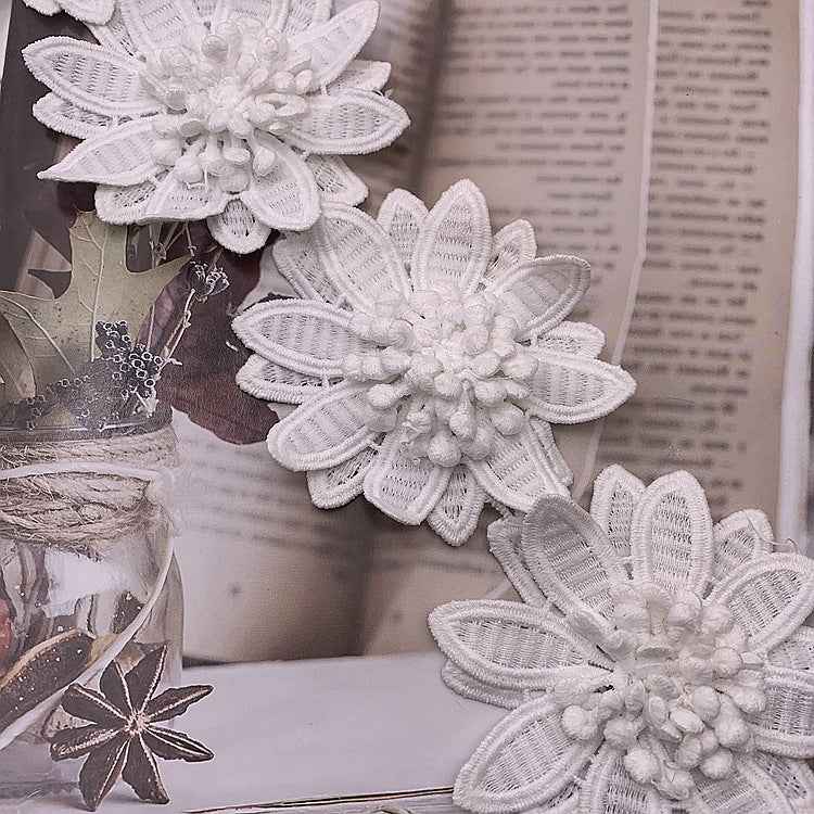 8.5cm Water-Soluble Milk Silk 3D Floral Embroidery Lace Trim 5Yards