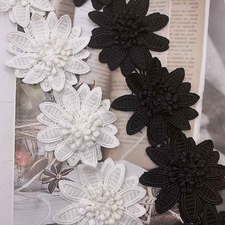 8.5cm Water-Soluble Milk Silk 3D Floral Embroidery Lace Trim 5Yards