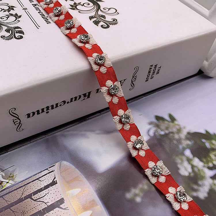 1.5cm Ethnic Jacquard Lace Trim with Glass Beads – 40 Yards