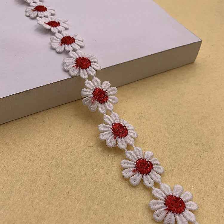 2.5CM Daisy Petal Polyester Lace Trim 15 Yards Floral DIY Craft Ribbon