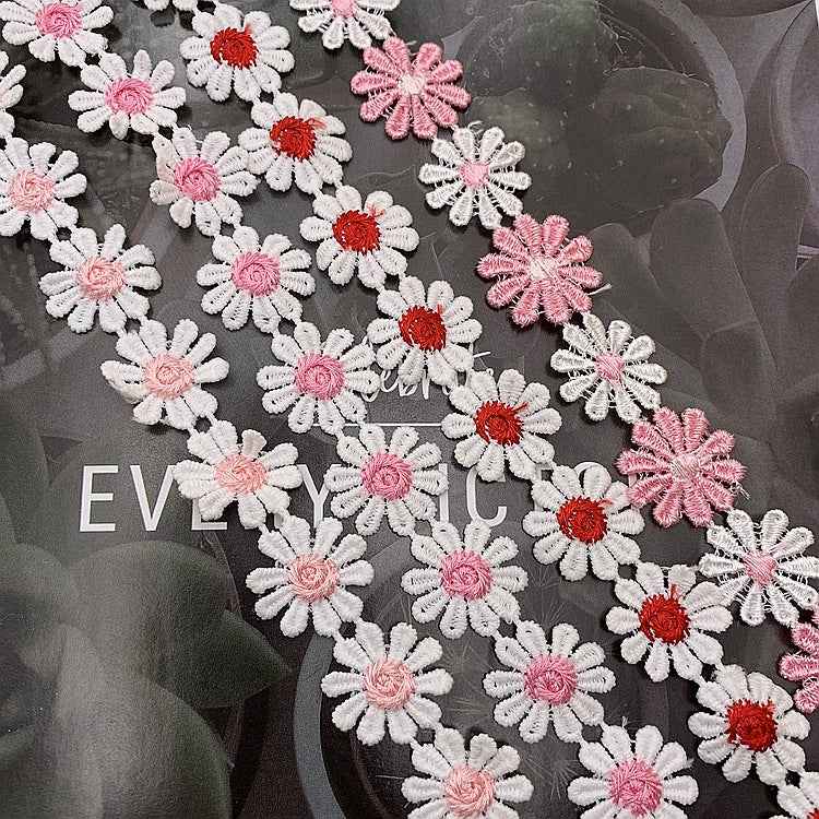 2.5CM Daisy Petal Polyester Lace Trim 15 Yards Floral DIY Craft Ribbon