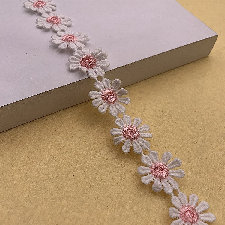 2.5CM Daisy Petal Polyester Lace Trim 15 Yards Floral DIY Craft Ribbon