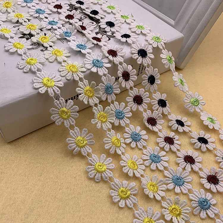 2.5CM Daisy Petal Polyester Lace Trim 15 Yards Floral DIY Craft Ribbon