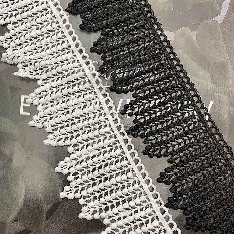 5.5cm Milk Silk Water-Soluble Leaf Embroidery Lace Trim – 10 Yards