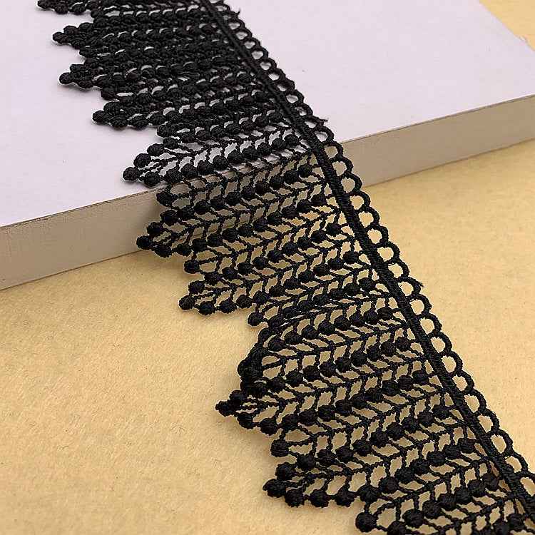 5.5cm Milk Silk Water-Soluble Leaf Embroidery Lace Trim – 10 Yards