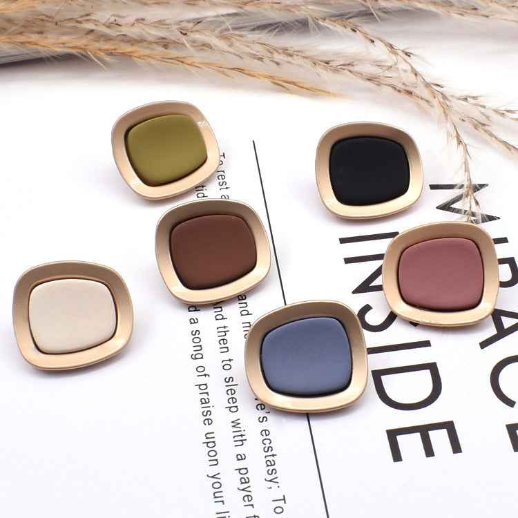 18/21/25mm Square Concave Colored Metal Shank Buttons 12PCS
